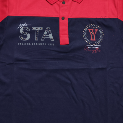Ferraro Collar T-shirt | Navy Blue & Red