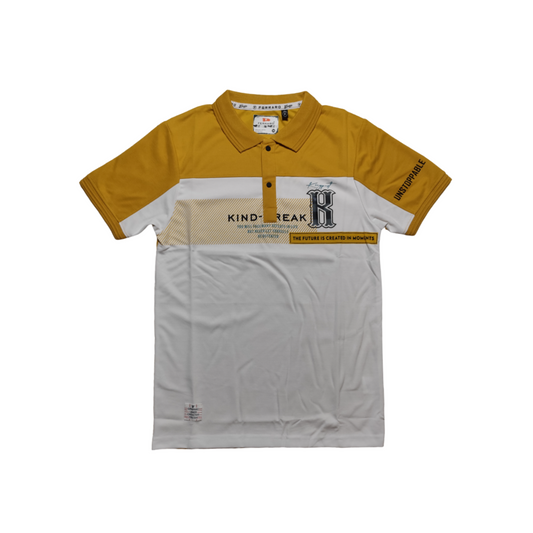 Ferraro Collar T-shirt | White & Yellow