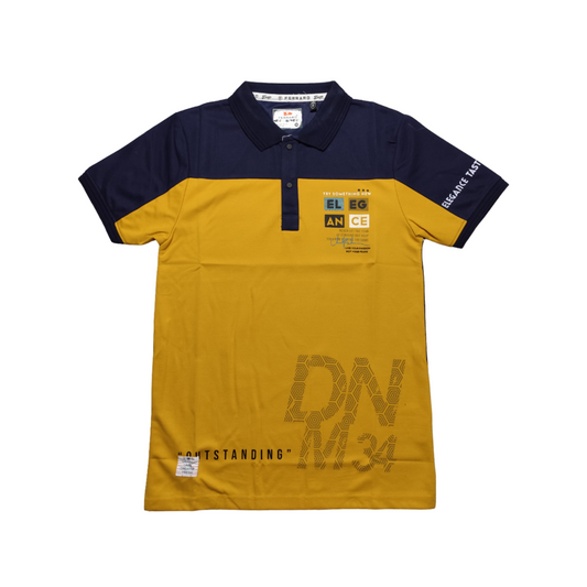 Ferraro Collar T-shirt | Yellow & Navy Blue